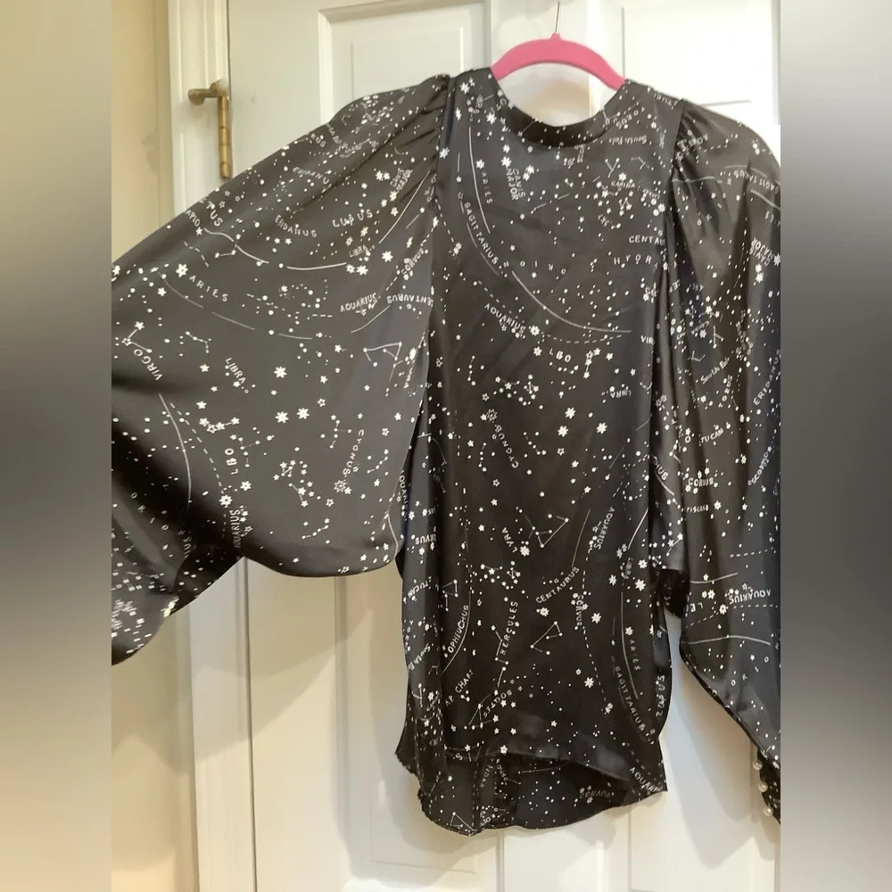 NWT ZARA Zodiac Constellation Blouse Size M - Picture 5 of 7